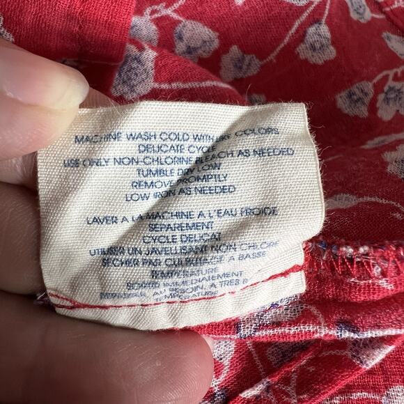 Edme & Esyllte Anthropologie Floral Ruffle Blouse Top Button Down V Neck Red 12 - Picture 10 of 10